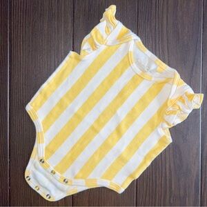 Jessica Simpson Baby Girls Yellow and White Striped Onesie, Size 3/6M